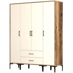 Ντουλάπα Τετράφυλλη Kumsal 845HCT5481 160x47,5x201,4cm Walnut-Cream
