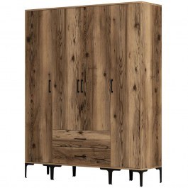 Ντουλάπα Τετράφυλλη Kumsal 845HCT5482 160x47,5x201,4cm Walnut WALNUT