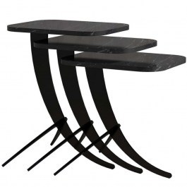 Zigon Pion (Set 3Pcs) 845HCT2875 35x60x45/35x54,5x45/35x48,5x45cm Marble Effect Black BLACK