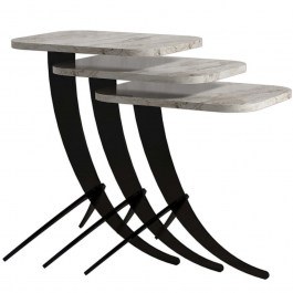 Zigon Pion (Set 3Pcs) 845HCT2876 35x60x45/35x54,5x45/35x48,5x45cm Marble Effect White WHITE
