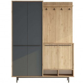 Entrance Furniture Os 956LCS2834 147,4x35,5x195,6cm Oak-Anthracite ANTHRACITE-OAK