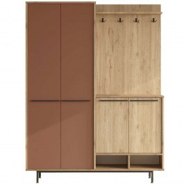 Entrance Furniture Os 956LCS2835 147,4x35,5x195,6cm Oak-Terracotta OAK-TERRACOTTA