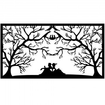 Wall Decorative Bird's Nest Lovers 899SKL2470 70x37cm Black Wallity