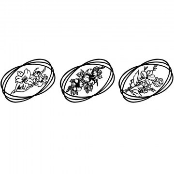 Διακοσμητικό Τοίχου Flowers (Σετ 3Τμχ) 899SKL2484 60x45cm Black Wallity