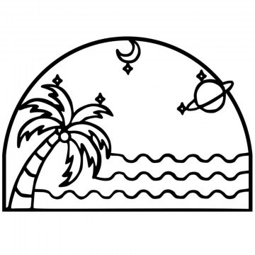 Διακοσμητικό Τοίχου Palm Sea Moon 891TNL3129 70x47cm Black Wallity