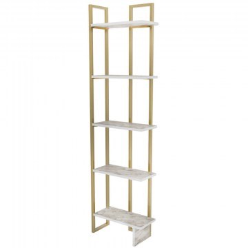 Floor Shelf Alice 322RTC1179 45,2x21,6x180cm Marble Effect White-Gold