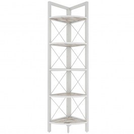 Corner Floor Shelf Remo 322RTC1109 30,5x33x160cm Marble Effect White WHITE