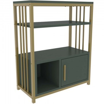 Bookcase Letos 875ZNA4529 60x29,6x80cm Green-Gold