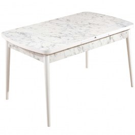 Extendable Table Bendir 107BCK1507 132/170x76,5x79cm Marble Effect White WHITE