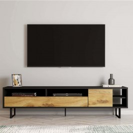 Έπιπλο Tηλεόρασης Luga 382NRC2517 180x29,8x44,7cm Black-Oak OAK-BLACK