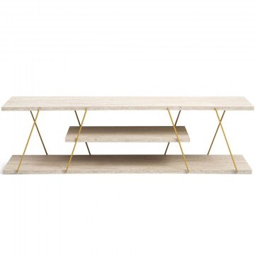 TV Furniture Canaz 854KLN3086 120x30x33cm Travertine Beige-Gold