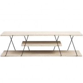 TV Furniture Canaz 854KLN3087 120x30x33cm Travertine Beige-Black BEIGE-BLACK