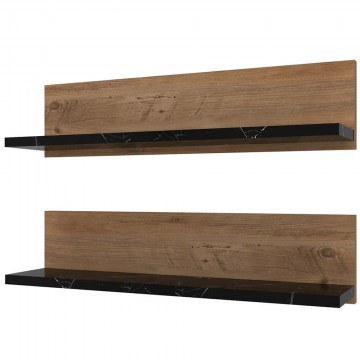 Wall Shelves Shelf (Set 2Pcs) 854KLN4404 60x13x15cm Marble Effect Black-Pine