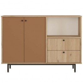 Cabinet 956LCS3573 120x35,5x85cm Oak-Tile Red RED