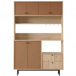 Kitchen Cabinet 956LCS3576 120x35,5x180cm Oak-Tile Red RED
