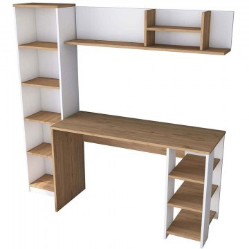 Γραφείο Με Βιβλιοθήκη & Ράφι 893RAN2714 160x45x161,8cm White-Walnut