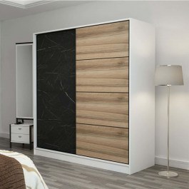 Ντουλάπα Δίφυλλη Kale 506MNR2524 180x60x210cm Marble Effect Black-Multi BLACK-MULTI