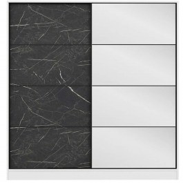 Ντουλάπα Δίφυλλη Kale 506MNR2630 180x60x210cm Marble Effect Black-White WHITE-BLACK