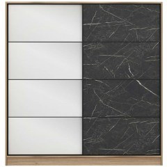 Ντουλάπα Δίφυλλη Kale 506MNR2638 180x60x210cm Marble Effect Black-Oak
