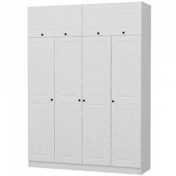 Ντουλάπα Τετράφυλλη Με Πατάρι Kale 506MNR2674 180x52x255cm White