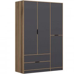 Ντουλάπα Τετράφυλλη Elina 506MNR3729 140x52x208cm Oak-Anthracite