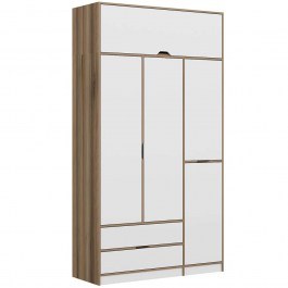 Ντουλάπα Τετράφυλλη Με Πατάρι Elina 506MNR3736 140x52x253cm Oak-White OAK-WHITE