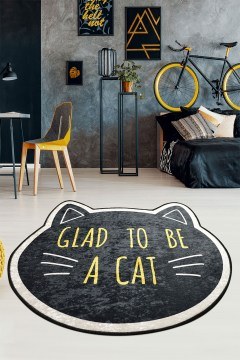 Carpet Cat Face 882CHL1118 Black-Yellow 100X100 Conceptum Hypnose