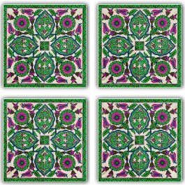 Coaster (Set 4Pcs) 366TYR1104 10x10x1cm Multi-Green Hermia MULTI-GREEN