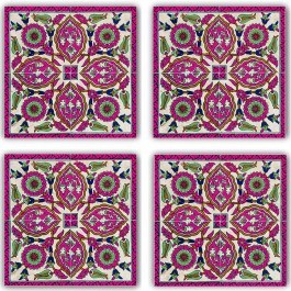Coaster (Set 4Pcs) 366TYR1190 10x10x1cm Multi-Purple Hermia MULTI-PURPLE