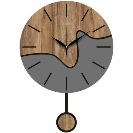 Wall Clock 332CDC1120 34x48cm Walnut-Grey Wallity WALNUT-GREY