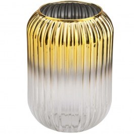 Βάζο Line 329SBL1103 10x20x10cm Clear-Gold Aberto Design GOLD