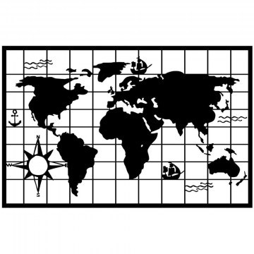Διακοσμητικό Τοίχου World Map 891TNL2282 90x58cm Black Wallity