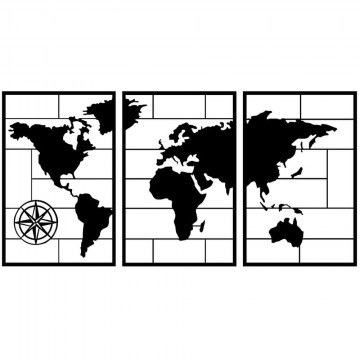 Διακοσμητικό Τοίχου World Map (Σετ 3Τμχ) 899SKL2441 50x75cm Black Wallity