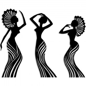 Διακοσμητικό Τοίχου African Woman Dance (Σετ 3Τμχ) 891TNL3677 30x78/27x79/30x70cm Black Wallity