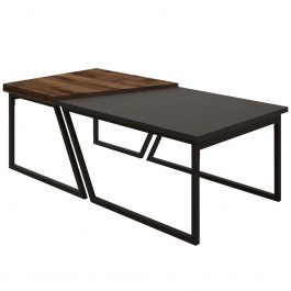 Coffee Tables Verona (Set 2Pcs) 382NRC1554 80x60x38,8/60x60x40,6cm Anthracite-Walnut ANTHRACITE-WALNUT