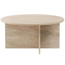 Τραπέζι Σαλονιού Soleil 909NRD1122 90x90x40cm Travertine Beige BEIGE