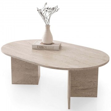 Τραπέζι Σαλονιού Oscar 974NMB2230 128x80x42cm Travertine Beige