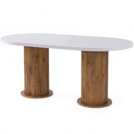 Τραπέζι Milas 974NMB2242 180x90x77cm White-Walnut WHITE-WALNUT