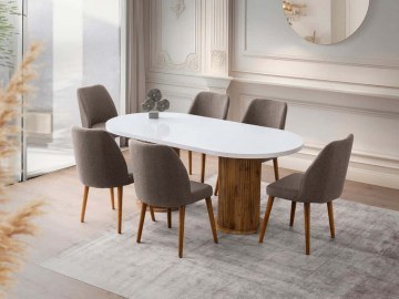 Τραπέζι Milas 974NMB2242 180x90x77cm White-Walnut