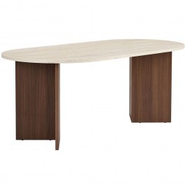 Table Sablin 353NRD1138 180x89,5x75cm Travertine Beige-Walnut BEIGE-WALNUT