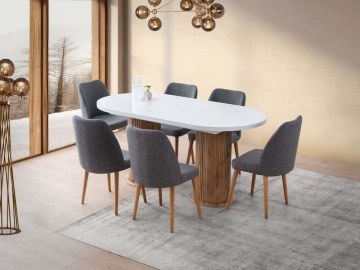 Τραπέζι Επεκτεινόμενο Gusto 974NMB2244 180/216x90x77cm Walnut-White