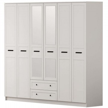 Ντουλάπα Εξάφυλλη 167RAB1200 210x52x210cm White