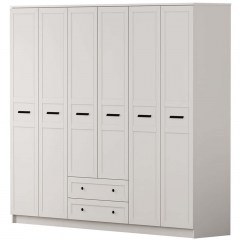 Six-Leaf Wardrobe 167RAB1202 210x52x210cm White