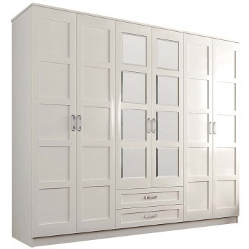 Ντουλάπα Εξάφυλλη 167RAB1179 210x52x184cm White