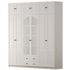 Six-Leaf Wardrobe With Loft 167RAB1213 210x52x210cm White