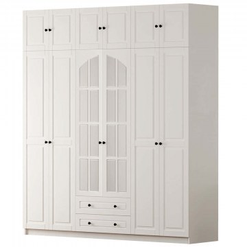 Ντουλάπα Εξάφυλλη Με Πατάρι 167RAB1212 210x52x210cm White
