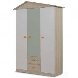 Ντουλάπα Παιδική Τρίφυλλη Ayder 842PRB1118 130x57x204cm Multi-Green MULTI-GREEN