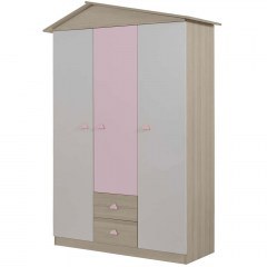 Ντουλάπα Παιδική Τρίφυλλη Ayder 842PRB1113 130x57x204cm Multi-Pink
