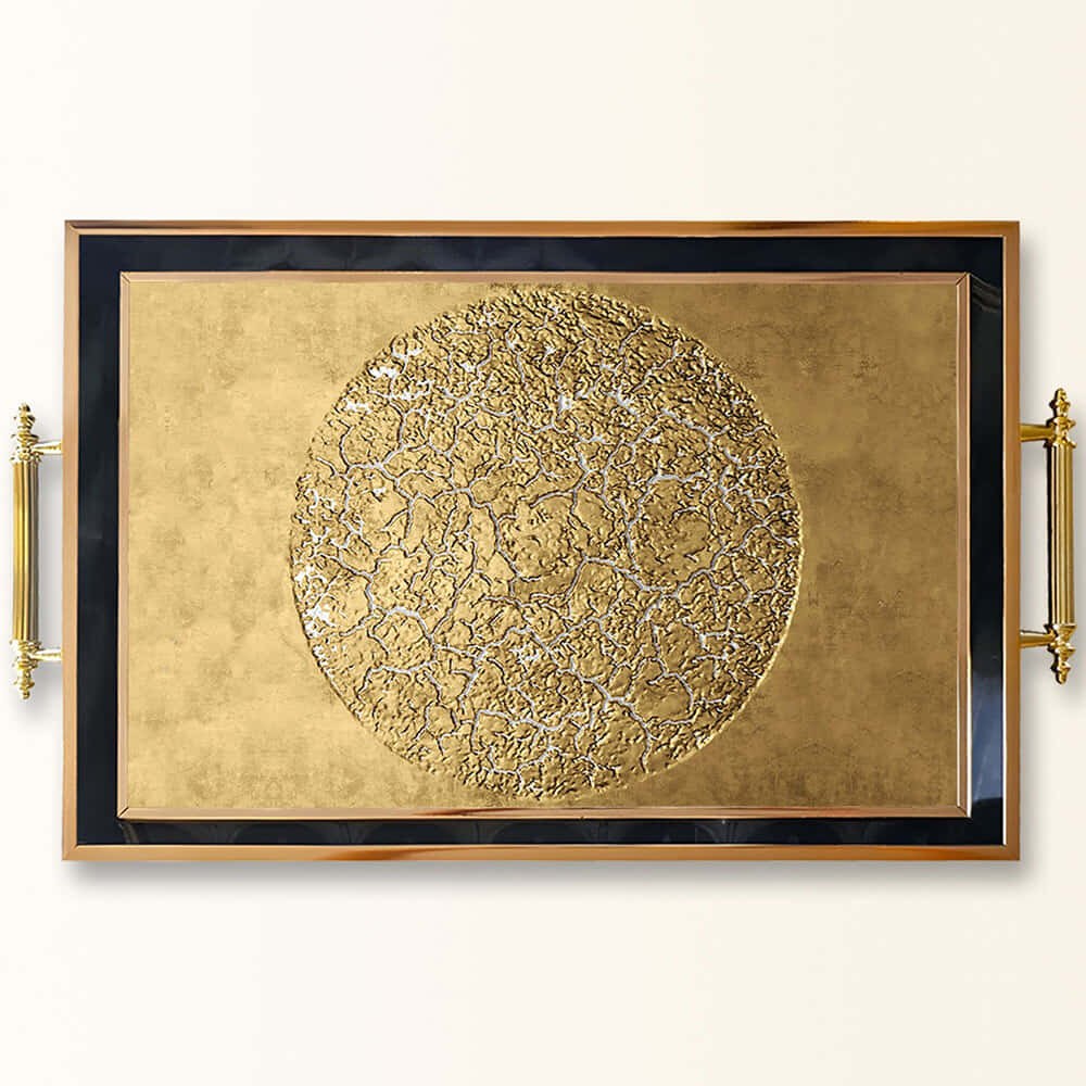 Δίσκος Σερβιρίσματος 244KNG1170 50x29x3,5cm Black-Gold Aberto Design