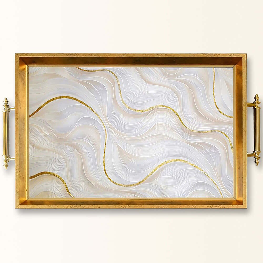 Δίσκος Σερβιρίσματος 244KNG1479 50x29x3,5cm White-Gold Aberto Design